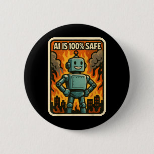 AI is 100% veilig grappig sarcastisch anti kunstma Ronde Button 5,7 Cm