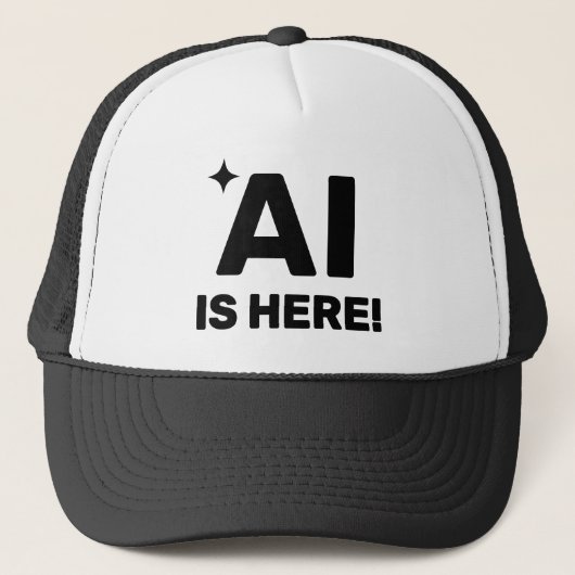 AI Is Here™ Petroleumlokaal Hoed Trucker Pet (Voorkant)
