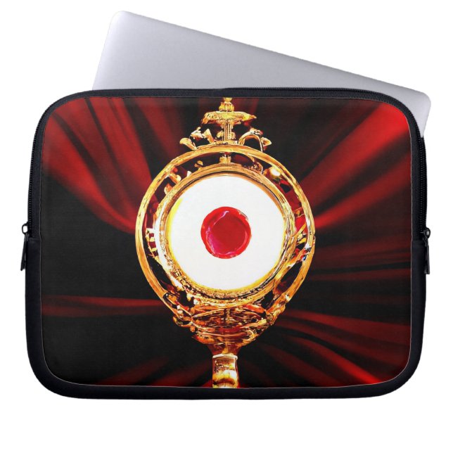 AI Kunst van een Eucharistisch wonder Laptop Sleeve (Voorkant)