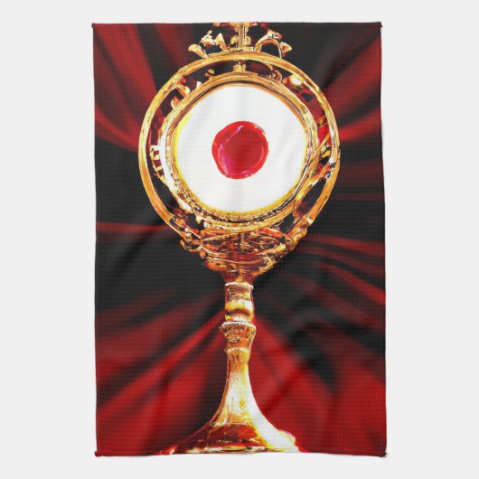 AI-kunst van een eucharistisch wonder Theedoek (Verticaal)
