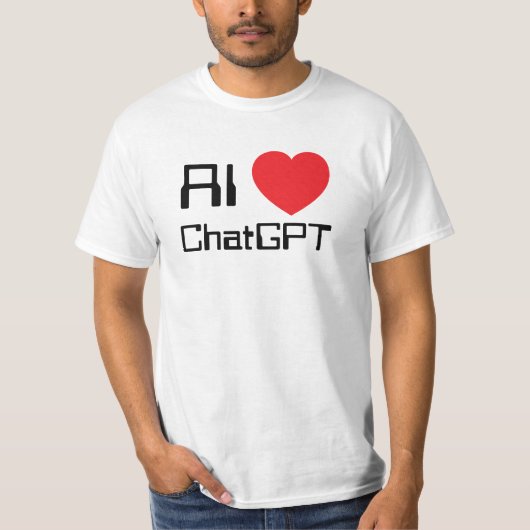 AI love Chat GPT red heart funny black text T-shirt (Voorkant)
