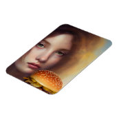 AI maakte kunst van een godin met een cheeseburger Magneet (Linkerzijde)