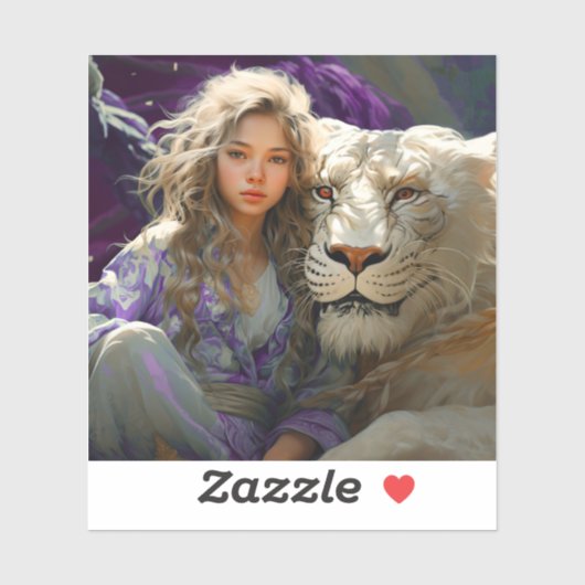 "Ai Meisje en Leeuw Sticker (Vel)