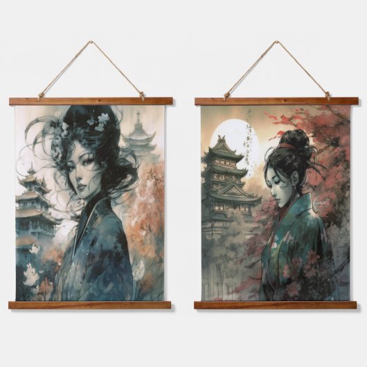 Ài & Min Chinese Artwork Hanging Tapestry Hangend Wandkleed (Dubbel)