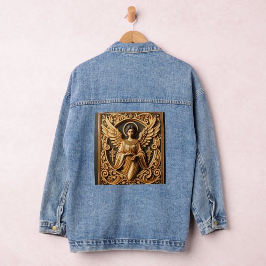 AI Mooie houtbewerkte engel Denim Jacket (Hangar)