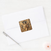 AI Mooie houtbewerkte engel Vierkante Sticker (Envelop)