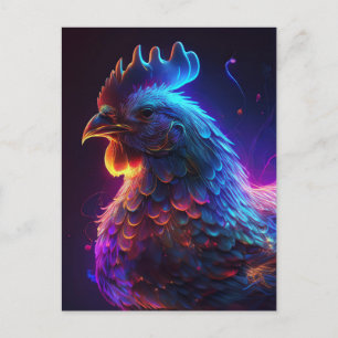 AI Neon Chicken Briefkaart