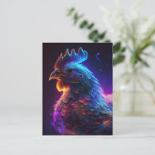 AI Neon Chicken Briefkaart (Staand voorkant)