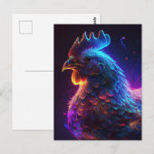 AI Neon Chicken Briefkaart (Voorkant / Achterkant)