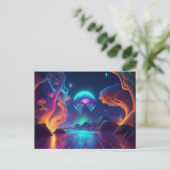 AI Neon Trees Briefkaart (Staand voorkant)