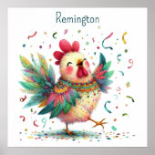 AI Nursery Art Folk Art Style Kip of Haan Poster (Voorkant)