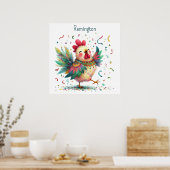 AI Nursery Art Folk Art Style Kip of Haan Poster (Keuken)