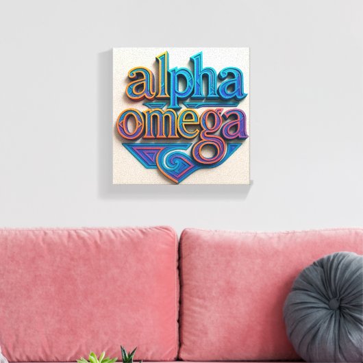 AI-ontwerp Alpha en Omega Canvas Print (Insitu (Woonkamer))
