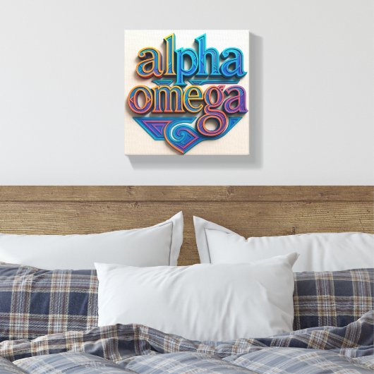 AI-ontwerp Alpha en Omega Canvas Print (Insitu (Slaapkamer))