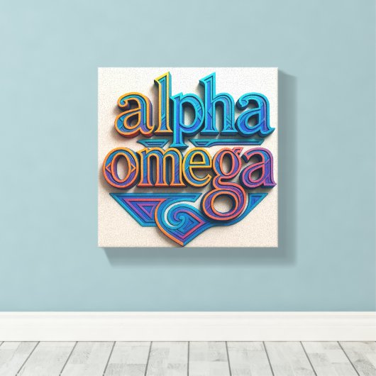 AI-ontwerp Alpha en Omega Canvas Print (Insitu (Houten vloer))