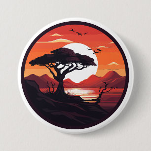AI-ontworpen Natuur Buttonnen – Serene Tree & Lake Ronde Button 7,6 Cm