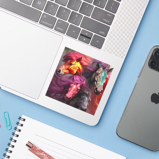 AI Paarden Sticker (Laptop met iPhone)
