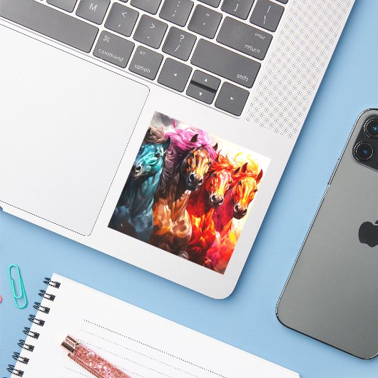 AI Paarden Sticker (Laptop met iPhone)