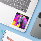 AI Paardenkunstwerk Sticker (Laptop met iPhone)