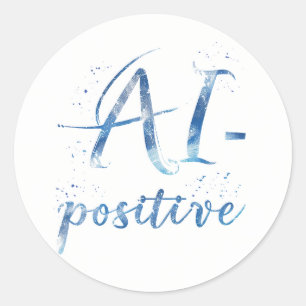 AI-positieve tekstillustratie Ronde Sticker