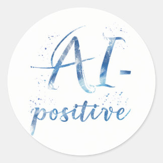 AI-positieve tekstillustratie Ronde Sticker