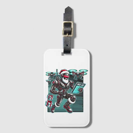 AI Powered Santa Robot met drones en kerst L Bagagelabel (Voorkant (verticaal))