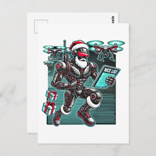 AI Powered Santa Robot met drones en kerst L Briefkaart (Voorkant / Achterkant)