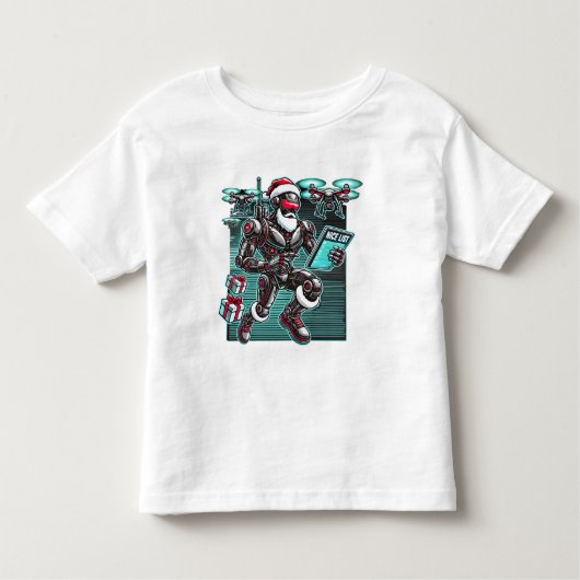 AI Powered Santa Robot met drones en kerst L Kinder Shirts (Voorkant)