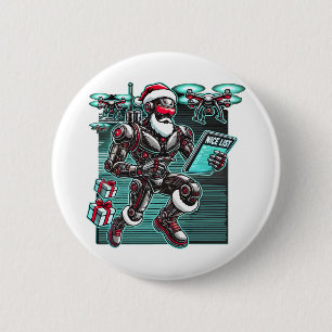 AI Powered Santa Robot met drones en kerst L Ronde Button 5,7 Cm