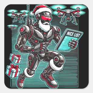 AI Powered Santa Robot met drones en kerst L Vierkante Sticker