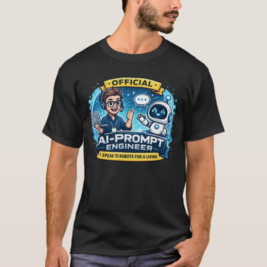 AI-Prompt Engineer Gesticht 2023 Grappige Tech Job T-shirt (Voorkant)