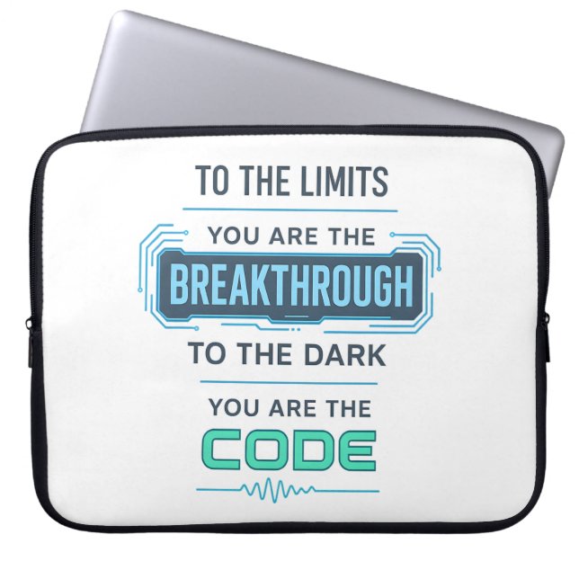 AI Quote Design – Doorbraak naar Code The Dark Laptop Sleeve (Voorkant)