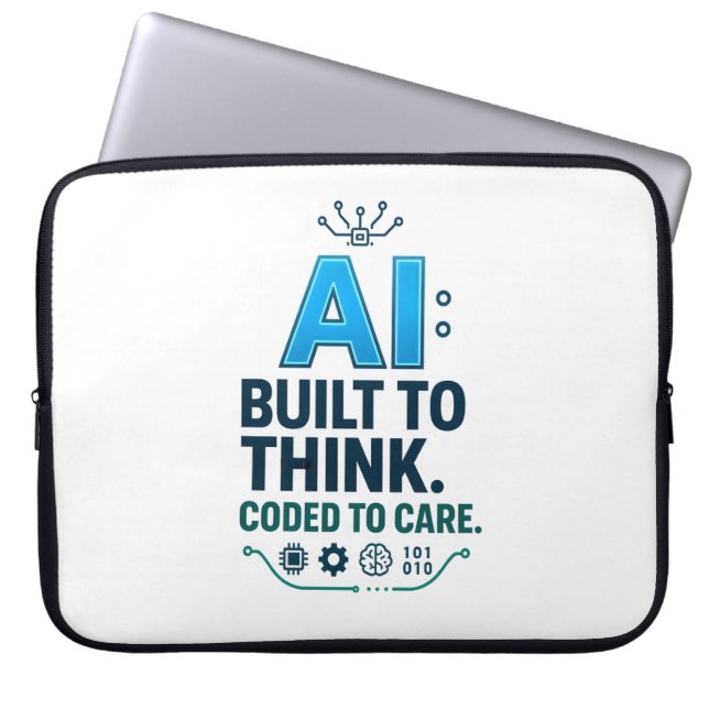 AI Quote Design – gebouwd om gecodeerd te denken Laptop Sleeve (Voorkant)