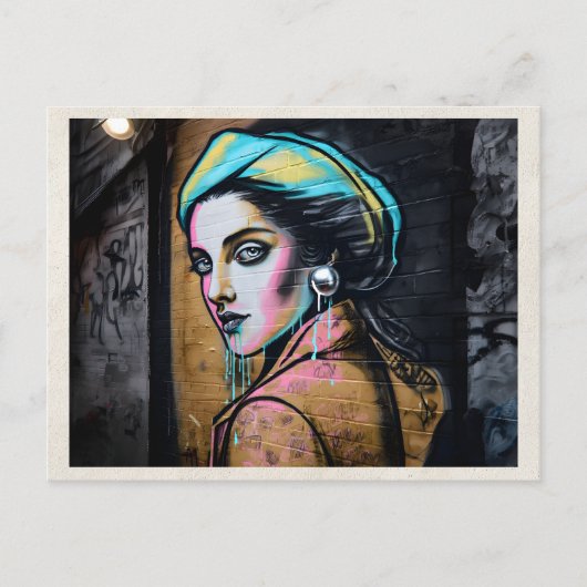 AI Remix Dames Fijne Kunst Graffiti Stedelijke Str Briefkaart (Voorkant)