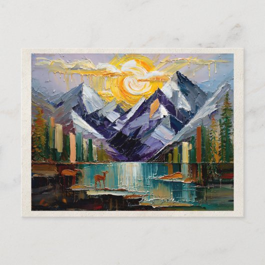 AI Remix Kunstwerk Abstracte Bergen Briefkaart (Voorkant)