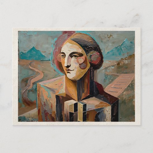 AI Remix Kunstwerk Abstracte Vrouw Briefkaart (Voorkant)