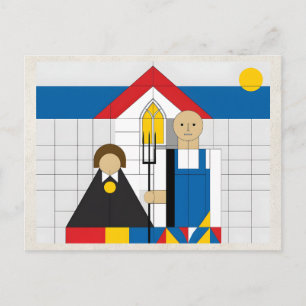 AI Remix Kunstwerk Bauhaus Paar Briefkaart