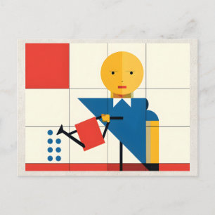 AI Remix Kunstwerk Bauhaus Tuin Meisje Briefkaart