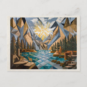 AI Remix Kunstwerk Cubisme Bergen Briefkaart