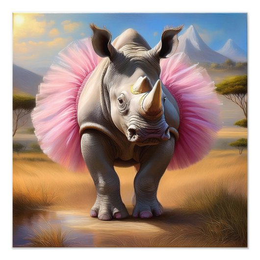 AI Rhino Tutu Foto Afdruk (Voorkant)