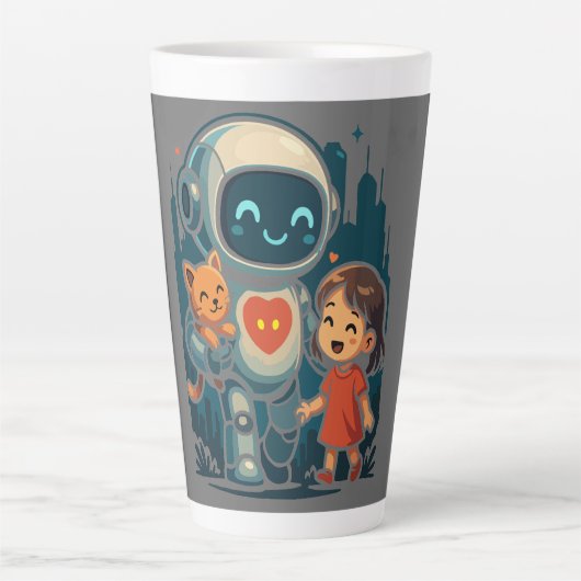 AI & Robot Characters – Futuristic Design Collecti Latte Mok (Voorkant)