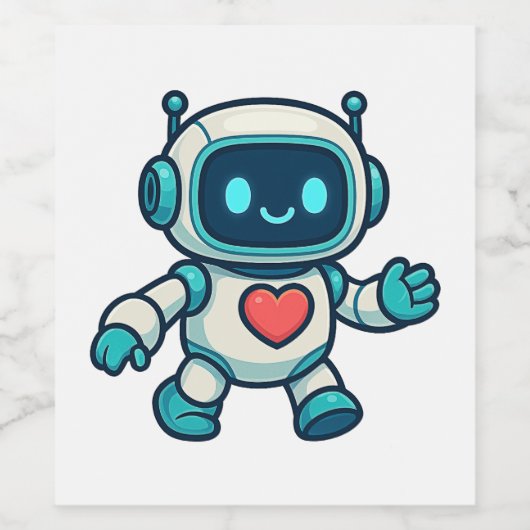 AI & Robot Characters Wijn Etiket (Enkel label)