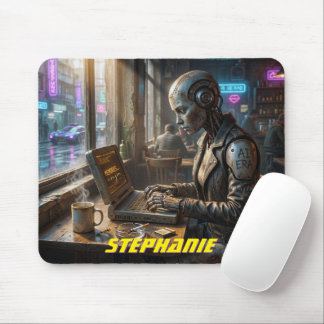AI Robot Cyborg Android Vrouw Laptop Computer Muismat