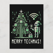 AI-robot met Tech Christmas Tree - Vrolijke Techma Briefkaart (Voorkant)