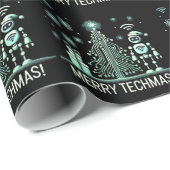 AI-robot met Tech Christmas Tree - Vrolijke Techma Cadeaupapier (Rol Hoek)