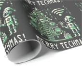AI-robot met Tech Christmas Tree - Vrolijke Techma Cadeaupapier (Rol Hoek)