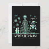 AI-robot met Tech Christmas Tree - Vrolijke Techma Kaart (Voorkant)