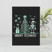 AI-robot met Tech Christmas Tree - Vrolijke Techma Kaart (Staand voorkant)