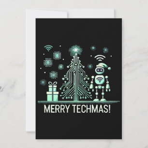 AI-robot met Tech Christmas Tree - Vrolijke Techma Kaart
