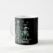AI-robot met Tech Christmas Tree - Vrolijke Techma Koffiemok (Voorkant links)